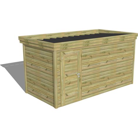 ABRI DE JARDIN bois Pin autoclave 27mm - 4,34x2,14m / 9,3m2 - Bac acier - Abri Français (1/5)