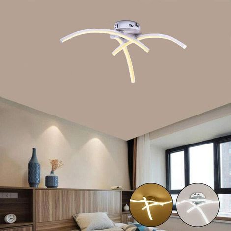 Plafonnier LED - 3 Bras Courbés - Diamètre 40 Cm Hauteur 16 Cm - 18 W - Lumens 1440 - Blanc Chaud - Pour Salon Chambre À Coucher Salle À Manger - 1 Pièce (1/5)
