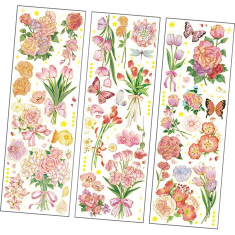 Autocollants vintage naturels, autocollants de fleurs, jolis autocollants décoratifs floraux pour scrapbooking, ordinateurs portables, albums, loisirs créatifs, agenda.