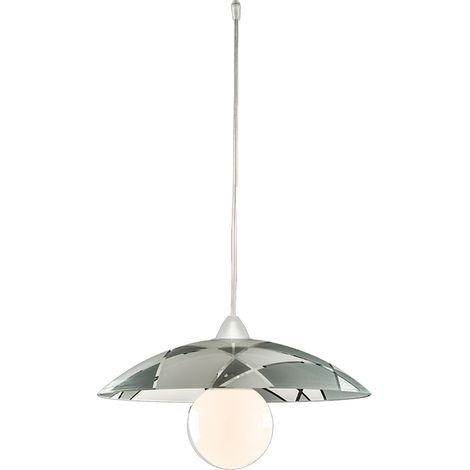 Sospensione Diam.40 Cm 1 Luce Plastica Vetro Serigrafato Bianco E Grigio Serie Trapezio (1/2)