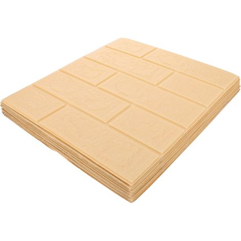 JSSEVN-Autocollants Muraux 3d en Mousse Xpe, Facile à Décoller Poser, Motif Brique en Relief, Lot de 10 Pièces pour Décoration Murale Chambre (1/5)