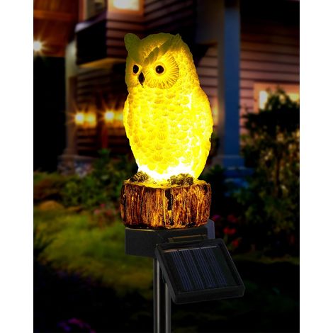 Lampe décorative de jardin à énergie solaire en forme de hibou, figurine d'animal mignon et étanche, à planter dans une allée.-AquaForge