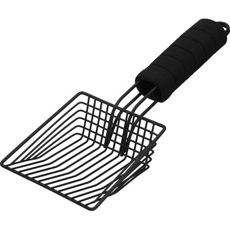 Pelle à litière réutilisable en métal pour chat, tamis et accessoires de nettoyage pour chats, noir. (1/5)