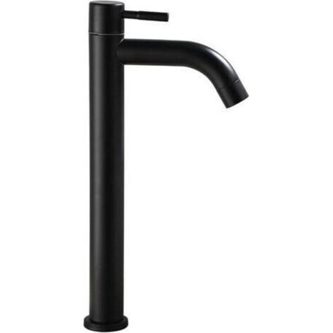 Robinet Salle De Bain - Eau Froide Seulement - Revêtement Noir - Laiton Épais - 30.5 X 13.7 Cm - 3/8 Pouces - 1 Pièce (1/4)