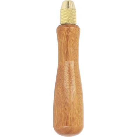 Manche de lime en bois poli de qualité professionnelle, avec colliers métalliques robustes pour outil de coupe. (1/5)