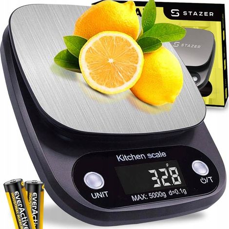 Elektronische Präzisions-Küchenwaage, LCD-Display, 5 kg/0,1 g + Batterien