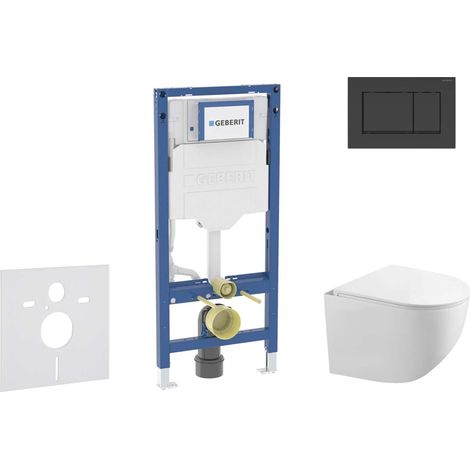 Geberit Duofix - Set con modulo di installazione, vaso WC Gaia e copriwater softclose, placca di comando Sigma30, nero opaco/nero SANI11CA5105B (1/5)