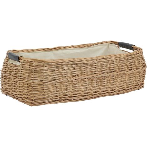 Corbeille rectangulaire en osier buff et coton (1/4)