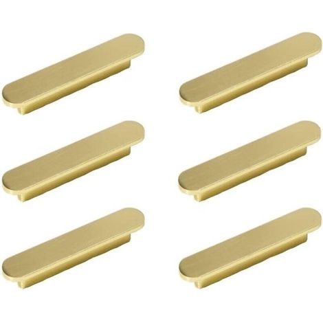 Juego de 6 tiradores de latón cepillado para muebles,aptos para acabados dorados,distancia entre centros de 128 mm,tiradores de 128 mm