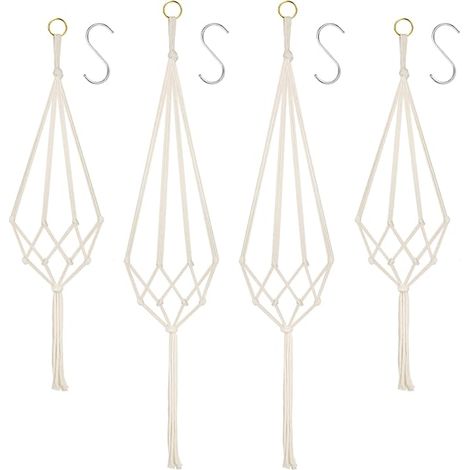 4PC Pot Suspendu, Support Pots Suspendu pour Fleur, Suspension Plante Corde de Coton Pot Suspendu Plante Porte Décoration (1/5)