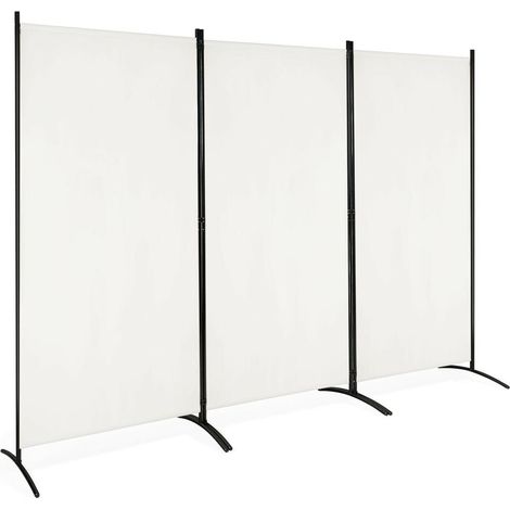 Paravent séparateur de pièce 3 panneaux pliable blanc, écran d'intimité avec cadre en acier, pour maison bureau (1/5)