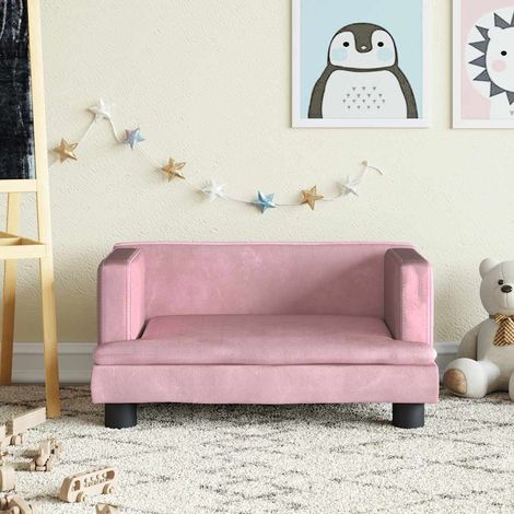 vidaXL Sofá para niños de terciopelo rosa 60x40x30 cm (1/5)