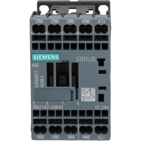 Contactor auxiliar 4Z bobina 24V CC S00 conexión de resorte Sirius 3RH2140-2BB40