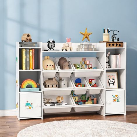 Meuble de rangement pour enfants avec 8 bacs amovibles 140 x 30 (1/5)