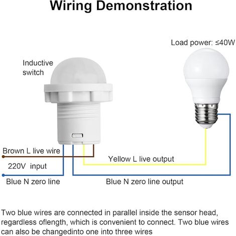 Infrared Sensor Switch Motion Mini PIR Motion Sensor 120° 3 Wire Technology for Incandescent Lamp LED Ceiling Light 110-240V Range 3-5m