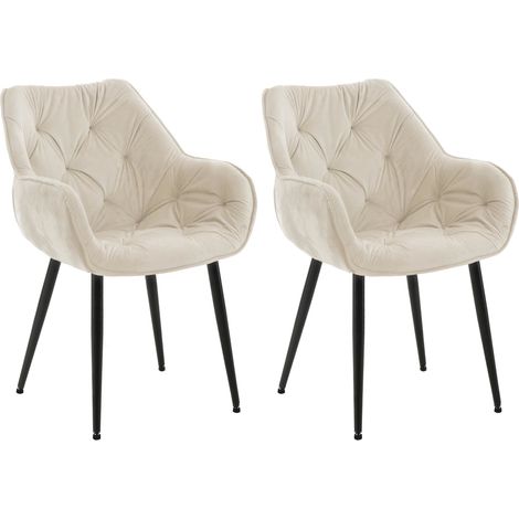 2er Set Stuhl Tanna Samt creme