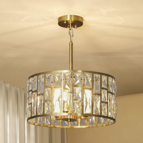 Gold-Tone 72 Crystal Glass Chandelier for Elegant Home Lighting Decor