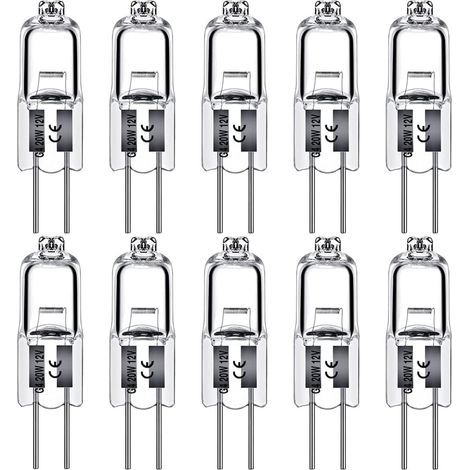 Ampoules halogènes G4 20 W 12 V, capsule transparente, culot à 2 broches, blanc chaud, dimmables, lot de 10 (1/5)