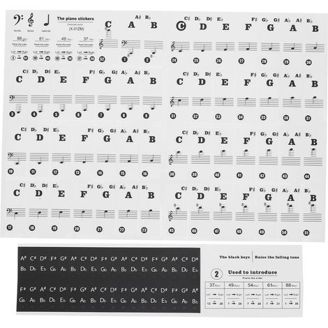 Autocollant transparent pour touches de piano, notation universelle pour clavier électronique, décoration noir (1/5)