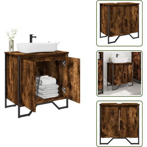vidaXL Armoire lavabo de salle de bain chêne fumé 60x35x60 cm