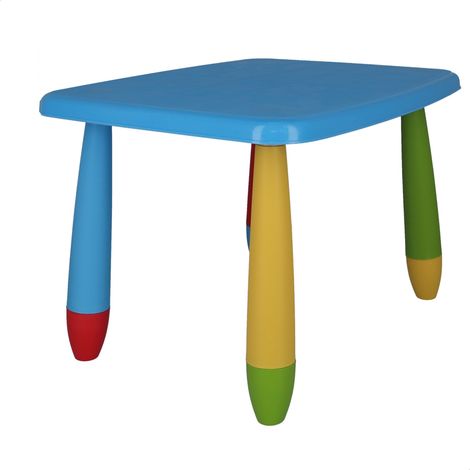 WELLHOME mesita AZUL  de plastico infantil rectangular de 72,5x57x47 cm