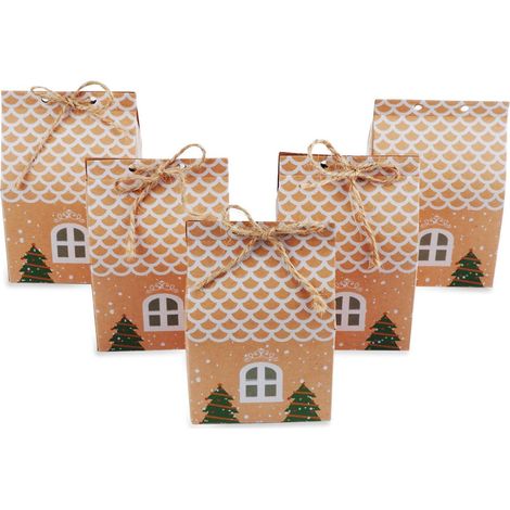 Boîte Cadeau Noël - Boîte En Papier Kraft - 10,5 x 7 x 5 cm (pliée) - Idéale Pour Bonbons Et Petits Cadeaux - Lot de 50 (1/5)