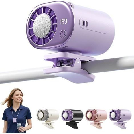 1 Ventilateur de voiture à clip, Rotation 360°, Écran LED, 199 vitesses, Rechargeable USB, Pour tableau de bord (1/4)