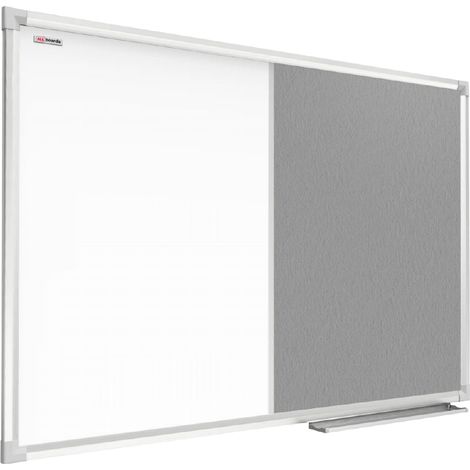 Tableau Combi 2 en 1 Tableau Blanc & Tableau en Feutre Gris avec Cadre en Aluminium 120x90cm