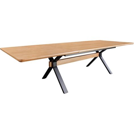Tavolo da pranzo RADIAM – MDF impiallacciato quercia e metallo – 180-300 cm – Estensibile