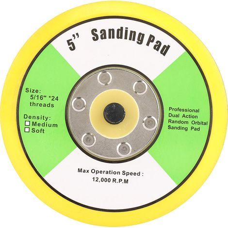 Sanding and polishing disc with Velcro backing, 125 mm, M8 thread, made of PU foam and rigid plastic (1/5)