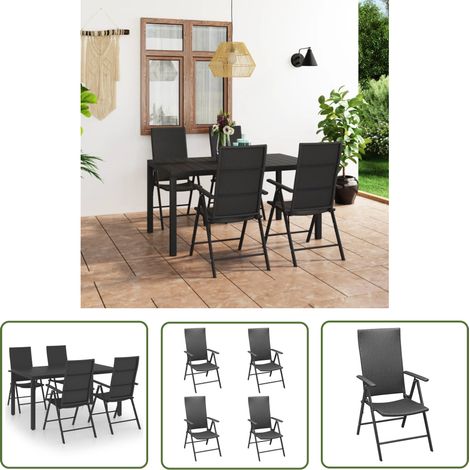 The Living Store Ensemble à manger de jardin 5 pcs noir - Ensemble Salon De Jardin - Meuble De Jardin - Table Et Chaises - Table Basse Jardin - Set Repas Extérieur (1/5)