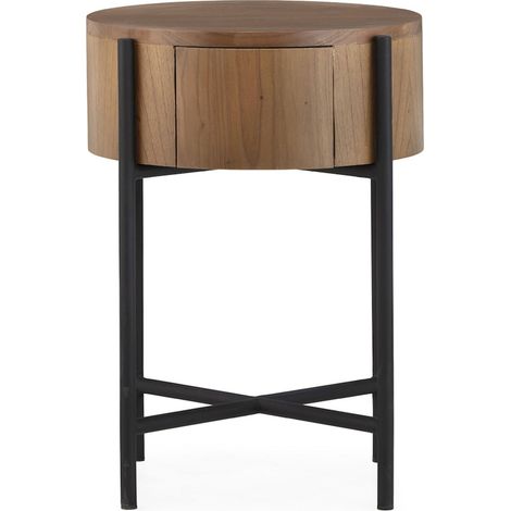 Table de chevet bois de cèdre naturel et métal noir design élégant - bois de cèdre naturel et noir mat (1/5)