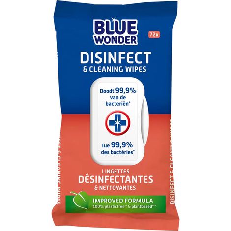 Lingettes désinfectantes et nettoyantes - Blue Wonder - 72 pièces