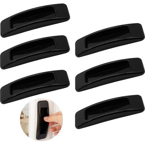 poignées de porte coulissante autocollantes avec ruban adhésif double face pour armoires, fenêtres, réfrigérateurs, meubles, tiroirs, portes en verre (noir 6pcs) (1/5)