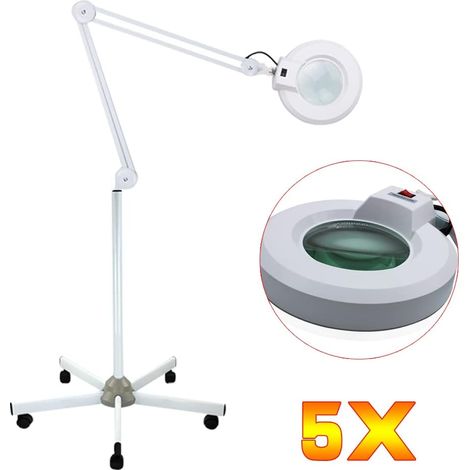 Lampe Lampe LED Avec Support 22 5 X lentille en verre dioptrique trépied roulant dimmable 125mm trépied de salon de beauté cosmétique (1/5)