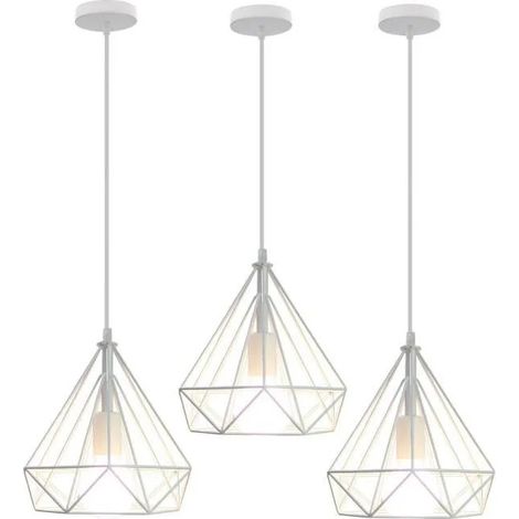 U-do Lot de 3 Vintage Suspension Classique Rétro en Diamant Blanc Lustre Pendantif Loft Industriel pour Loft Cuisine (1/2)