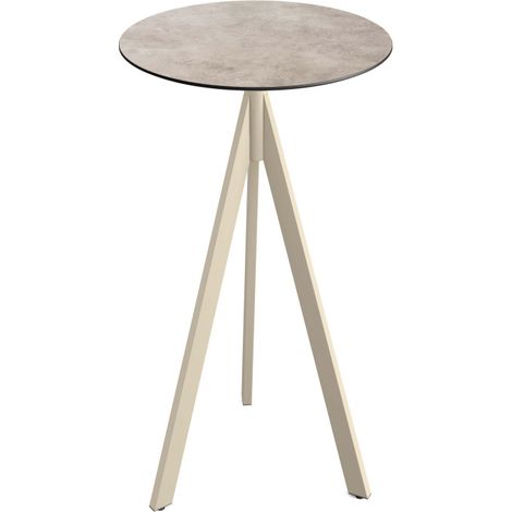 Infinity Tripod mange-debout avec piètement sable + plateau HPL Moonstone Ø70 cm - Feros (1/4)