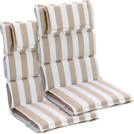 Aoodor Outdoor-Stuhlkissen mit hoher Rückenlehne und Kopfstütze, 2er-Set, geflanschte Sitzkissen für Schaukelstühle, Adirondack- und Essstühle, 120×52×6 cm