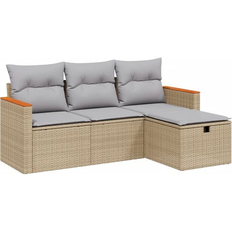 Maison Exclusive - Juego de sofás jardín con cojines beige mezcla (1/4)