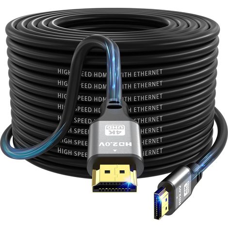 4K HDMI câble 25m, haute vitesse HDMI 2.0 cordon 4K@60Hz 18Gbps, Ultra HD,Ethernet Audio retour, vidéo,1080p,3D,Arc, HDR Compatible avec Xbox,PS5/PS4,HDTV, ordinateur portable ect (1/5)
