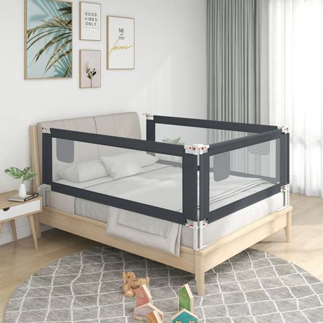 Barrière de sécurité de lit d'enfant，Barrière anti-chute pour lit，Garde-corps pour lit Gris foncé 200x25 cm Tissu VSGS372780 (1/5)