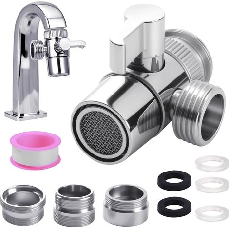 1 Vanne Inverseur 3 Voies, Laiton Chromé, Adaptateur M22 M24 G1/2, Pour Salle De Bain Cuisine