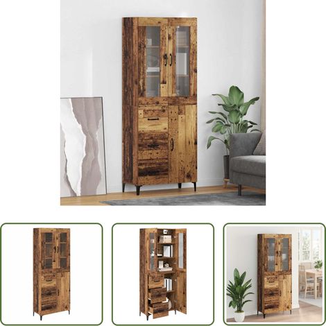 vidaXL Buffet mural - Haut Armoire Bois Ancien 69,5 x 34 x 180 cm Bois d'ingénierie (1/5)