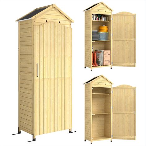 Chariot de jardin Armoire de jardin bois sapin toit acier (1/5)