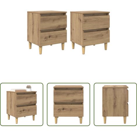 vidaXL Holzwerkstoff - Bettschränke 2 pcs Artisan-Eiche 40 x 35 x 50 cm Holzwerkstoff (1/5)