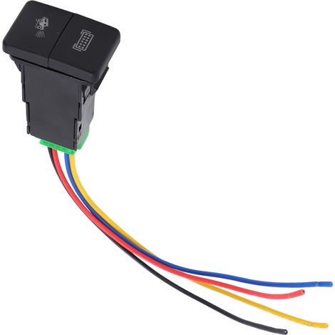 Nebelscheinwerferschalter mit Kabel, vorgebohrtes Loch, stabil, hitzebeständig, polierte Oberfläche, Doppeldruckknopf, für Fahrzeuge (1/5)