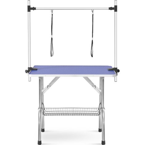 Table de toilettage pliable pour animaux 90 x 60 x 76 cm acier bleu MODENUIT (1/5)