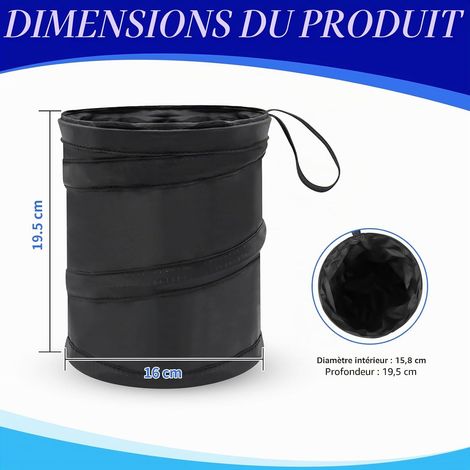 Poubelle Voiture, Poubelle Camping Car, Poche Vide Poche Voiture, Pliable Rangement Voiture, Suspendre Accessoires Auto pour Camping Voyage Rangement Gadget (Cercle (1/4)
