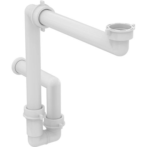 Siphon à bouteille pour lavabo de salle de bain et tuyau d'évacuation (pour une utilisation avec meubles de lavabo) Blanc (1/2)