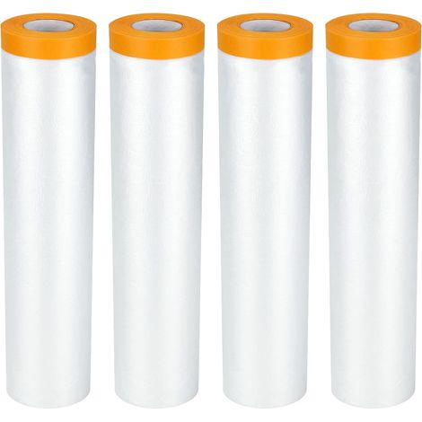 Rolls of Self-Adhesive Dust Sheets, 2.4 x 20M, Drip Film Masking Tape with Plastic Backing, Plastic Decorative Sheets for Painting, Furniture Coating (1/5)